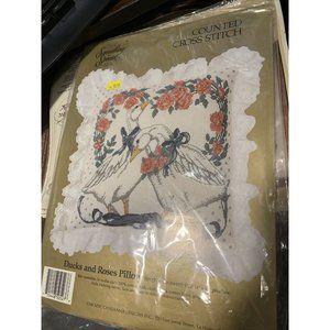 Candamar Ducks and Roses Pillow Counted Cross Stitch Kit 50527 Something Special